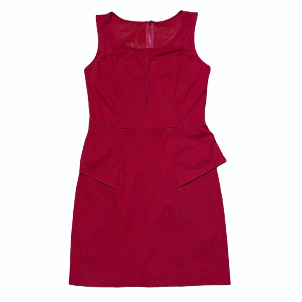 NWOT Red Guess Sheer Neck Deep V Dress L